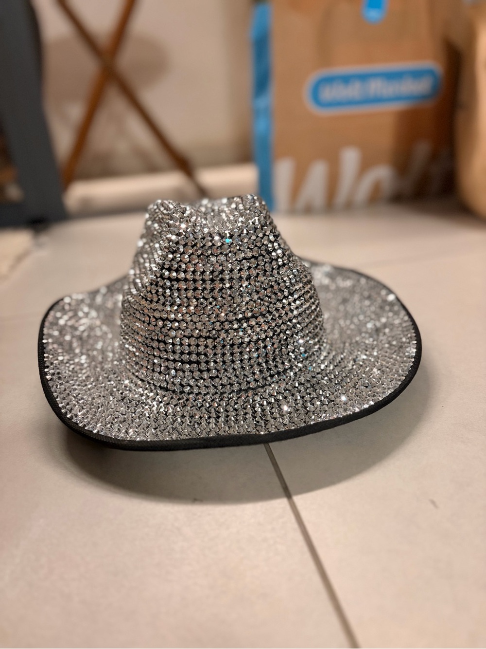 Crystal Embellished Women's Cowgirl Hat - Silver